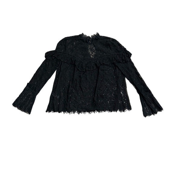 Saylor x Revolve Mariella Lace Ruffle Blouse in Black Goth Witchy - Picture 2 of 6